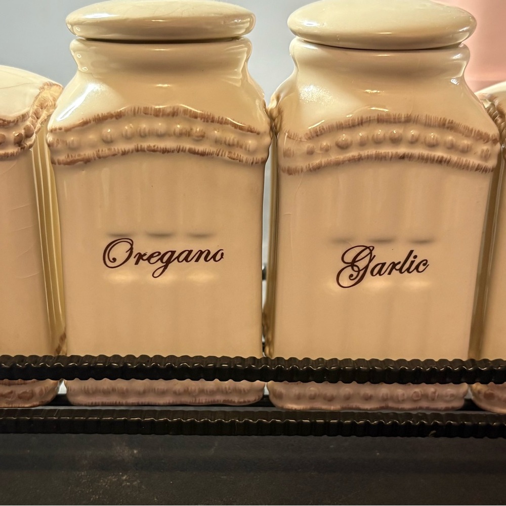 Vintage Home Interiors Cream Spice Jars